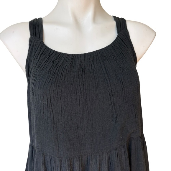 Greek Archaic Kori Black Cotton Gauze Tiered Flowy Maxi Halter Dress, Sz XS - Picture 7 of 13